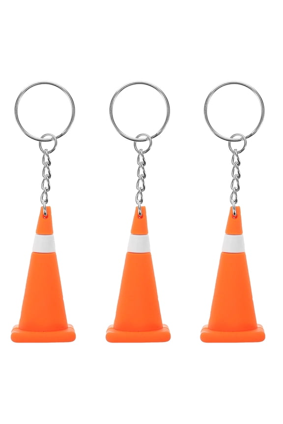 3-Pack Construction Cone Silicone Keychains, Key Holders Ideal for Model Collectors and Enthusiasts