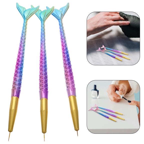 OULII Mermaid Tail Nail Art Brushes, Creative and Reusable, Ideal for All Skill Levels 3Pcs