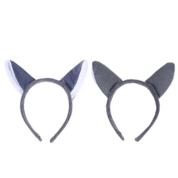 OULII 3pcs Wolf Ears Headdress Grey Headbands Hairband for Adults