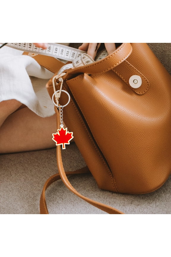 Cute Keychain Maple Leaf Shape Red 4 Pcs