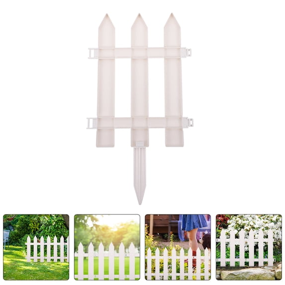 OULII 4 Sets White Plastic Garden Edging Fence - , Weather Resistant with Easy Installation for Lawn and Garden Borders