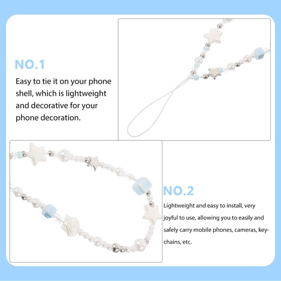 OULII 4-Pack White Beaded Phone Chain Straps Stylish Mobile Accessories and Elegant Design for Smartphones