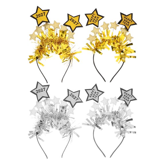 OULII 4Pcs 2027 New Year Hairbands with Comfortable Elastic Fit for All Night Celebrations