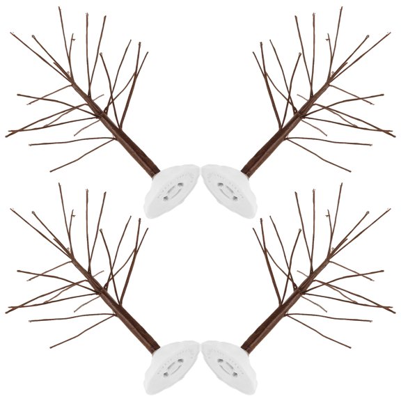 OULII 4Pcs Artificial Birch Trees with Lights for Tabletop Decor Coffee Color Wire and Plastic