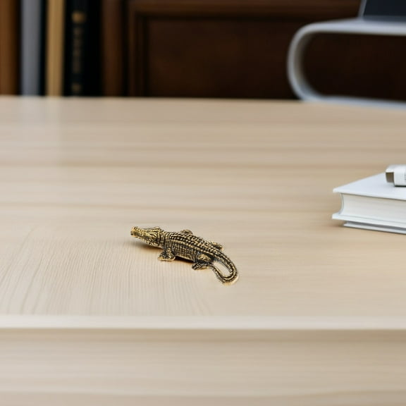 OULII Vintage Small Alligator Statue in Golden Brass for Elegant Decoration - 4Pcs