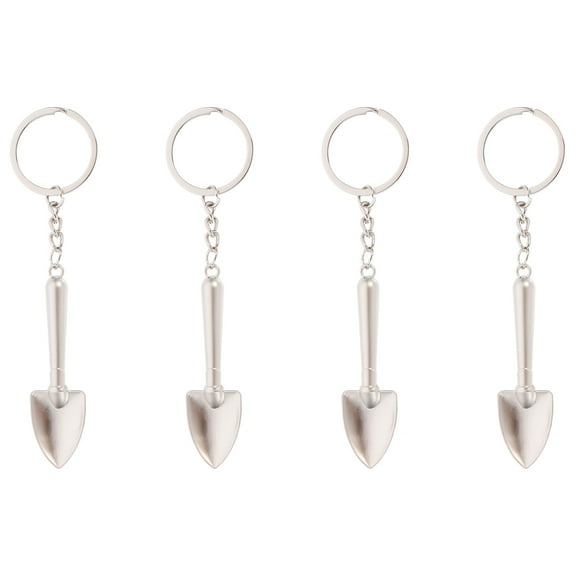 OULII 4Pcs Decorative Keychain 3D Shovel Design for Men and Women Silver