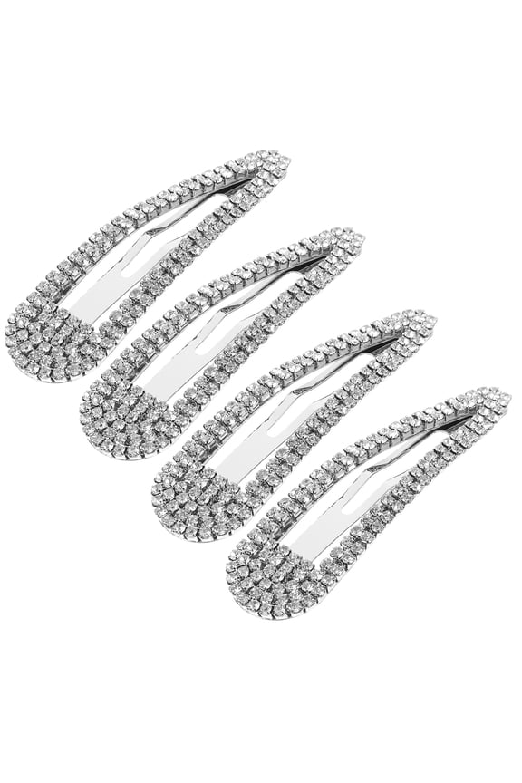 4Pcs Small Rhinestones Hair Barrettes Snap Clips for Everyday Use