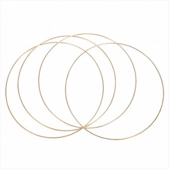 OULII 4Pcs Golden Floral Metal Hoop Decoration Circles for Creative Wedding and Event Craft Projects
