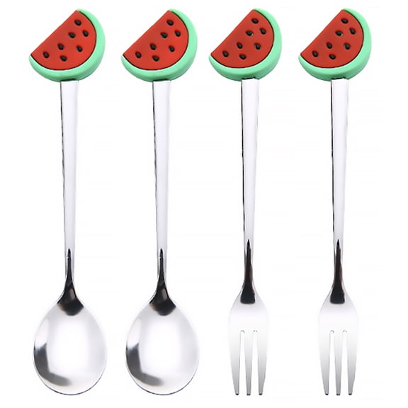 OULII Kids Fruit Forks Set, 4-Piece Stainless Steel Assorted Colors for Children