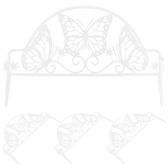 OULII 4Pcs White Plastic Garden Fence Panels Durable Picket Border for Flower Bed Edging