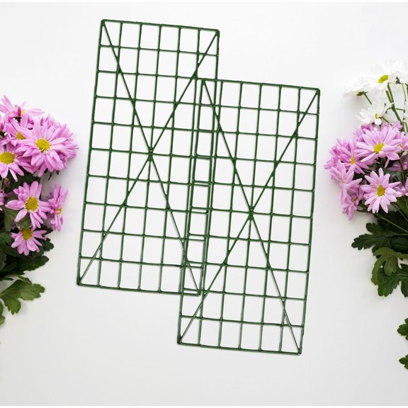 OULII 4Pcs Green Plastic Mesh Wall Rack for Flower Fixing and Garden Plant Trellis