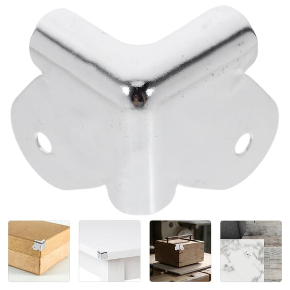 OULII 4Pcs High Strength Metal Corner Table Protectors Silver Shockproof Iron Guards for Office Home