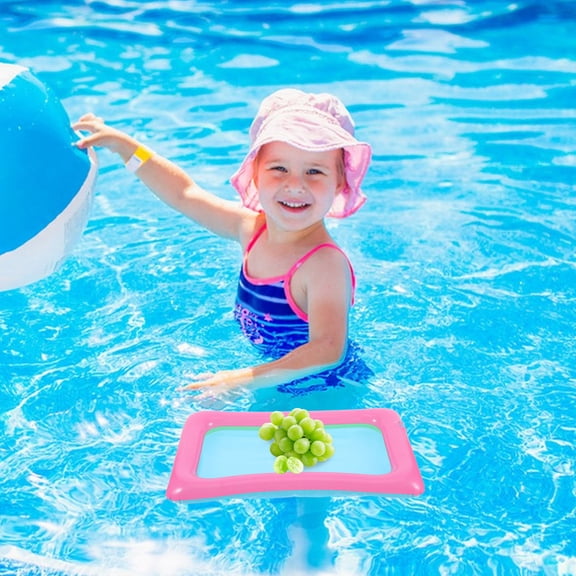 OULII 4Pcs Inflatable Serving Tray Lightweight Floating Pool Beverage Holder