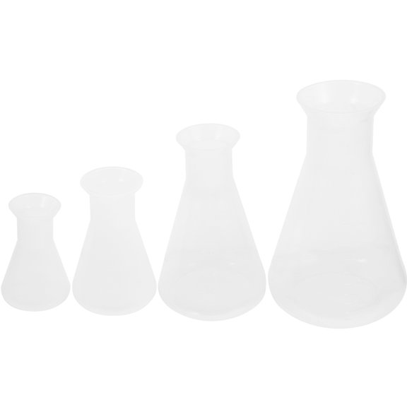 OULII 4Pcs Laboratory Conical Flasks Clear Glass Flask with Scale for Science Experiments