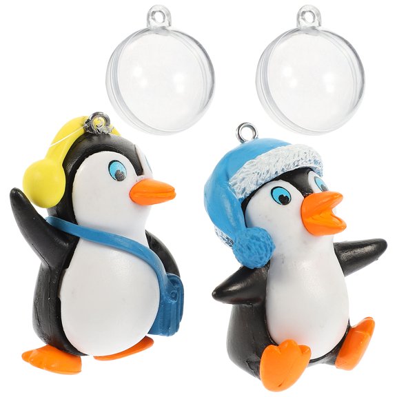 OULII 4Pcs Lovely White Floating Penguin Aquarium Accessory Decorative Fish Tank Ornament