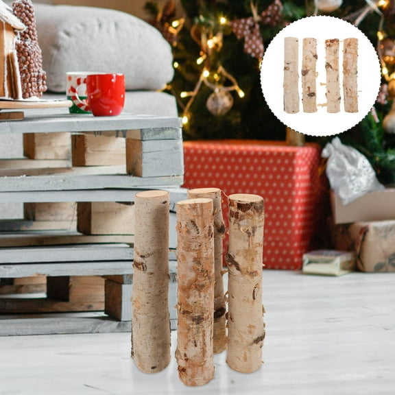 OULII 4Pcs Natural Birch Branches Cylindrical Decorative Logs for DIY Crafts and Home Decoration