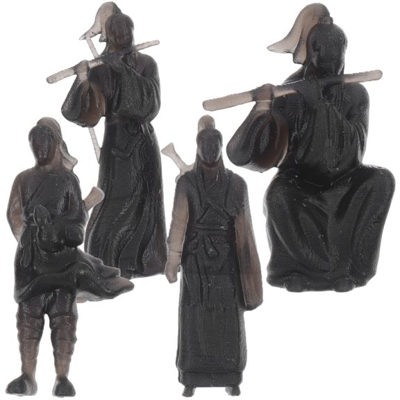 OULII 4Pcs Resin Micro Landscape Ancient Figure Ornaments for Bonsai and Desktop Decor