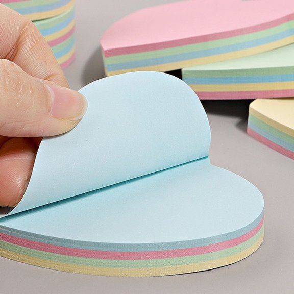 OULII 4Pcs Lovely Heart Memo Pads Portable Assorted Color Office Note Stickers