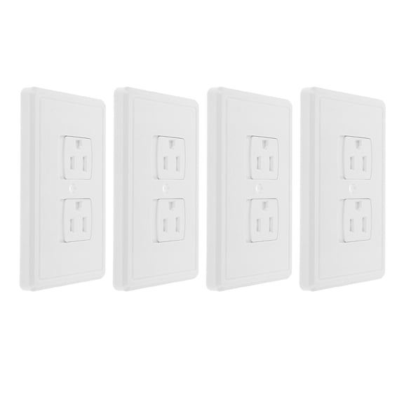 OULII 4Pcs Self Closing Outlet Covers White ABS Power Socket Safety Wall Plate