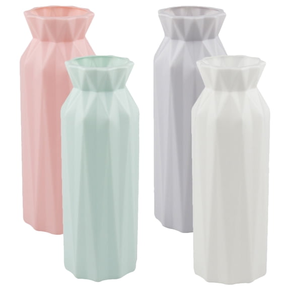 OULII 4Pcs Simple Geometric Flower Vases for Dried Floral Arrangements and Table Decoration