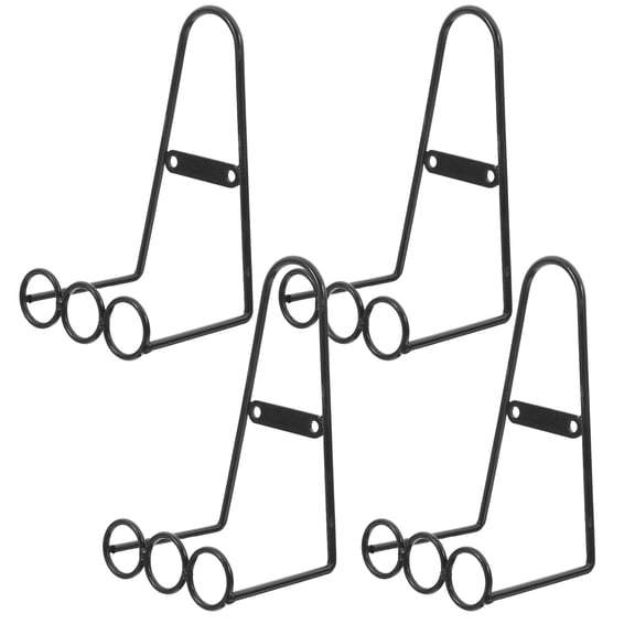 OULII 4Pcs Wall Plate Holder Wall Mounted Display Easel Stand Black Metal for Office Use and Homeowners