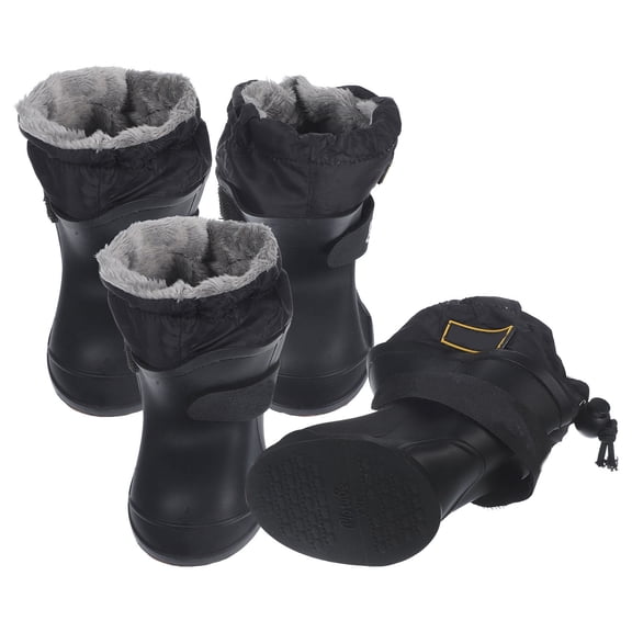 OULII 4Pcs Dog Rain Shoes Waterproof Outdoor Pet Boots with Non Slip Soles Black