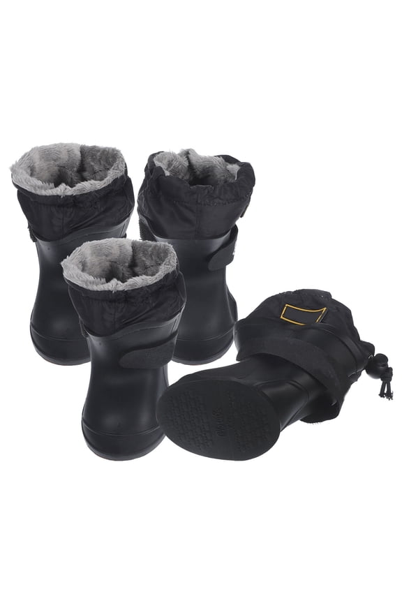 4Pcs Dog Rain Shoes Waterproof Outdoor Pet Boots with Non Slip Soles Black