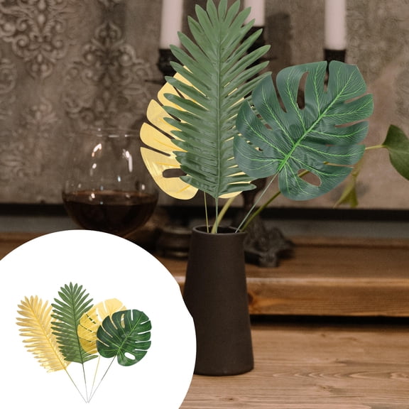 OULII 12Pcs Artificial Leaves Artificial Ferns Decoration Assorted Color for Hawaiian Party