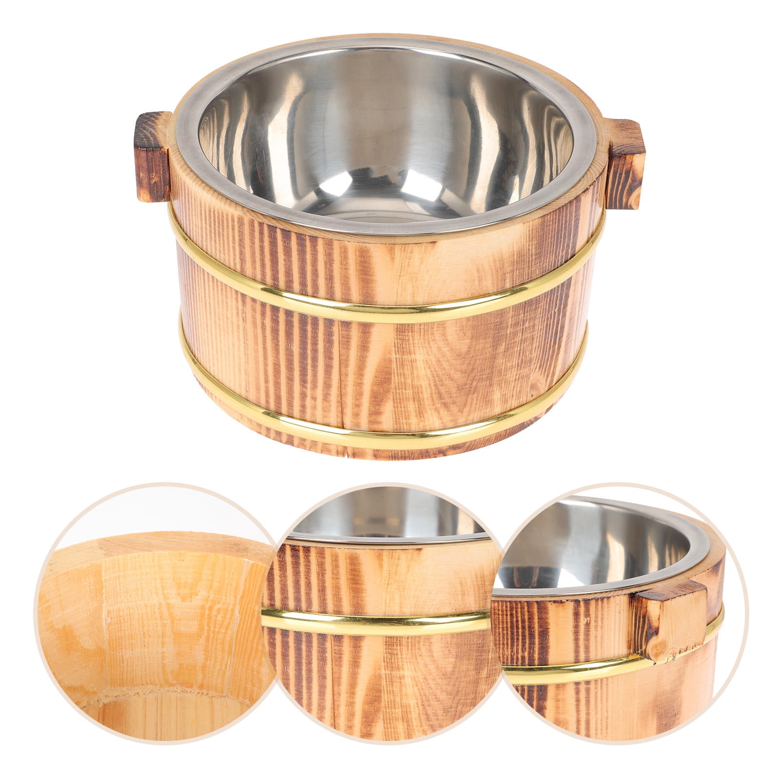 OULII 4Set Sushi Rice Mixing Tub Light Brown Material for Japanese and ...