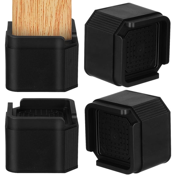 OULII 4Pcs Adjustable Black Furniture Risers for Sofa Bed Table with Stackable Stable Design