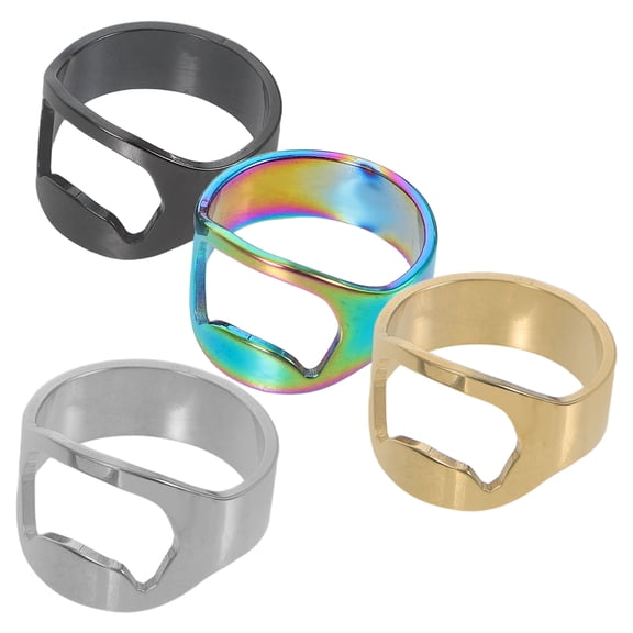 OULII 4Pcs Multifunctional Stainless Steel Ring Openers Creative Finger Accessory