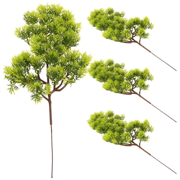 OULII 4Pcs Faux Pine Tree Picks Plastic Leaves for Winter Holiday Home Decor