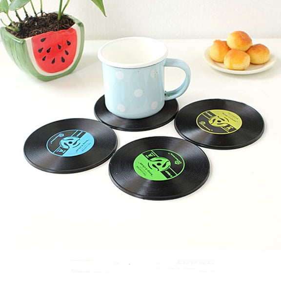 OULII 4pcs Felt Record Player Mat Moisture Resistant Vinyl Coasters for Music Lovers