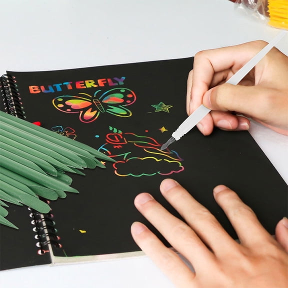 OULII 4pcs Scratch Tools Metal Tip Scratch Pen Scratch Paper Art Pen Scratching Drawing Tool For Diy Art Projects Kids Adults