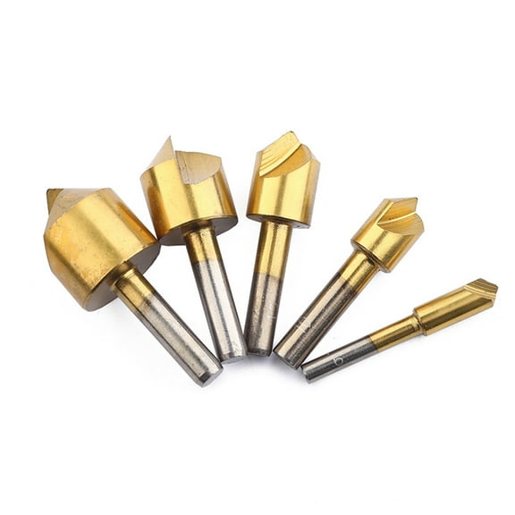 OULII 5 Pcs Deburring Tool for Cone Hole Processing in Cobalt Steel and Golden Color