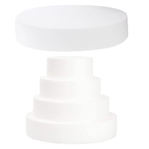 OULII 5 Pcs White Foam Cake Dummies, Faux Cake Models for Display, Decorating Practice, Wedding Birthday Party Props