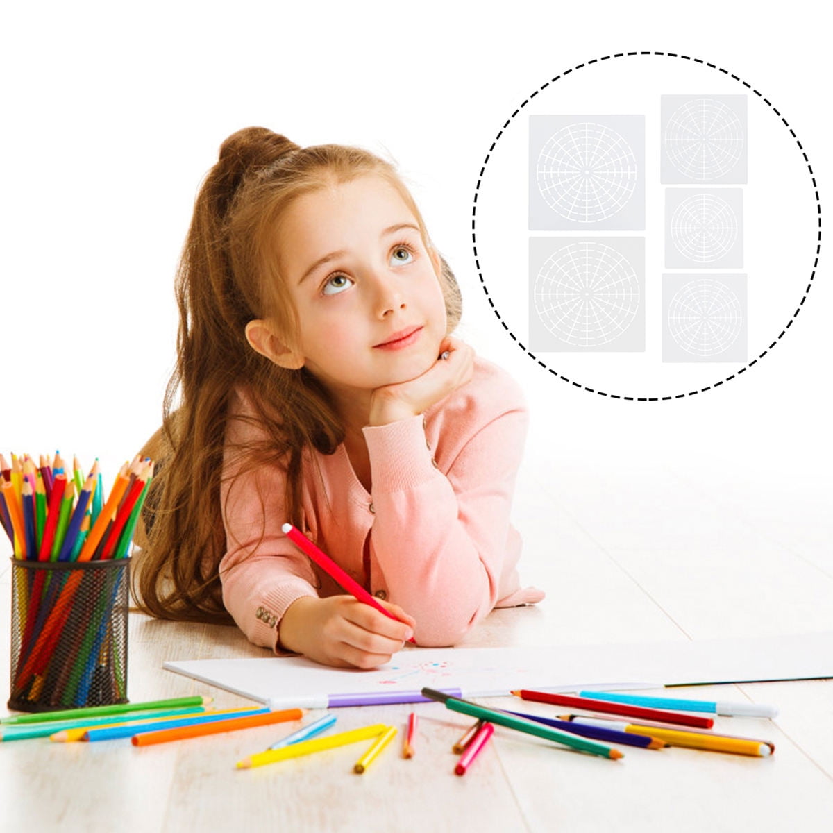 OULII 5 Sheets Light Grey Reusable Drawing Stencils, Art Craft ...