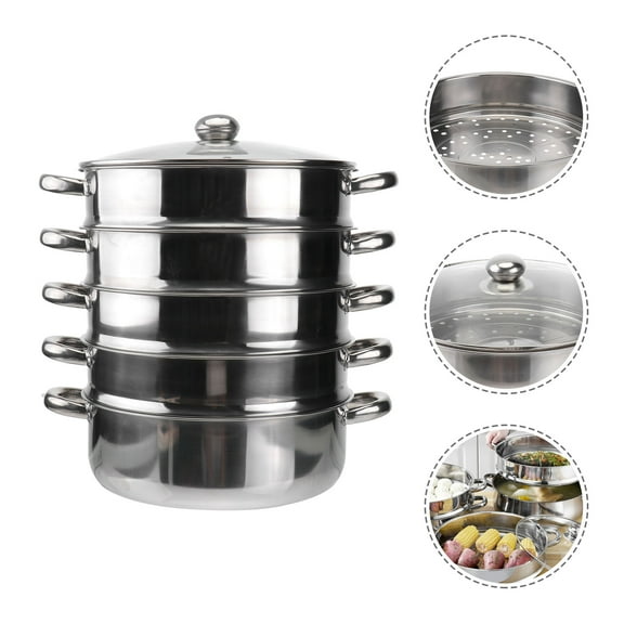 OULII Stainless Steel Steamer Pot Multifunctional Stockpot for Home Soup Cooking