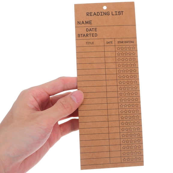 OULII 50-Pack Brown Paper Book Tracker Bookmarks Bulk Set for Rating and Logging Reading Progress at Home and Office