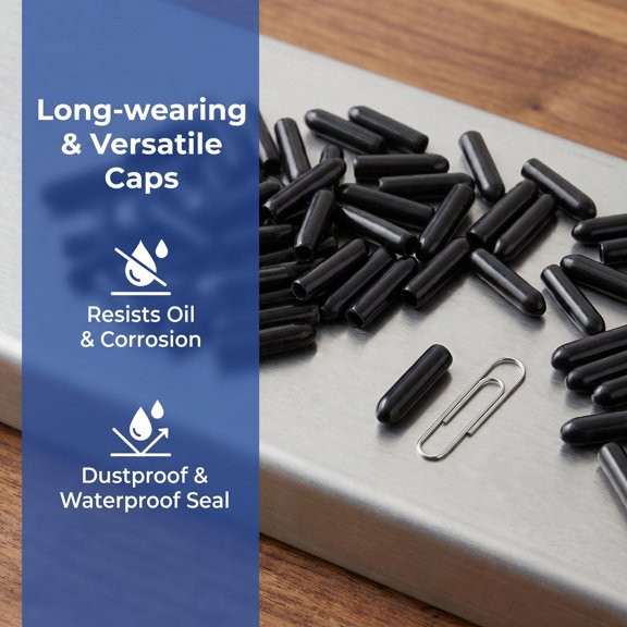 OULII 500 PCS Pipe Vacuum Plugs Cap Black Rubber for Mechanics and DIY