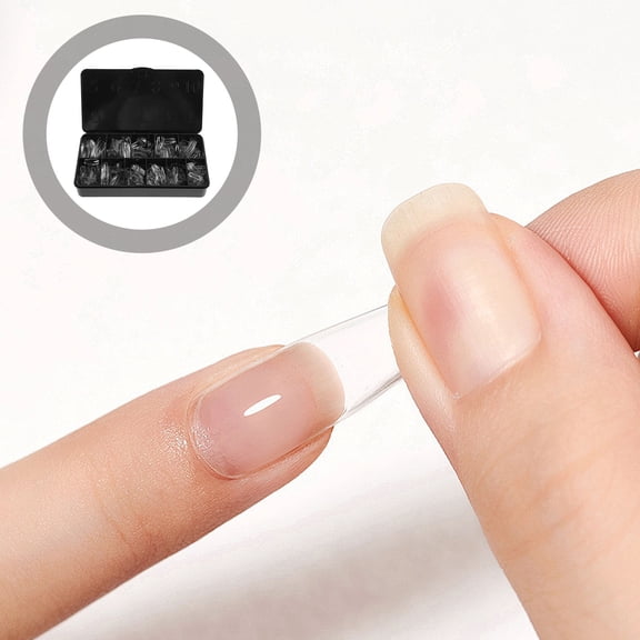 OULII 500Pcs Clear Acrylic Nail Tips with Coffin Shape Full Cover Nail Extensions for Salon