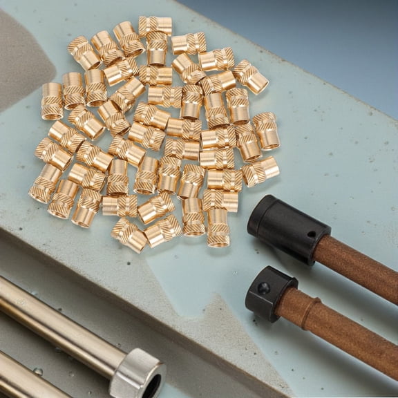 OULII 50Pcs Brass Threaded Heat Set Inserts with Knurled Nuts for Enhanced Grip and Screw Stability