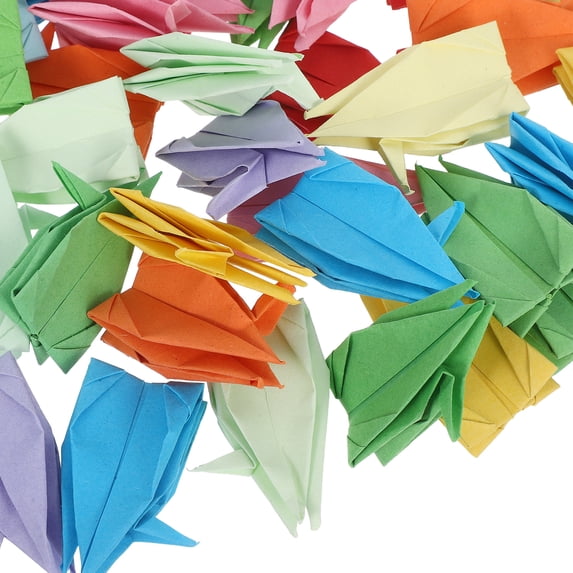 OULII 50Pcs Handmade Origami Cranes Assorted Color Paper Decorations ...