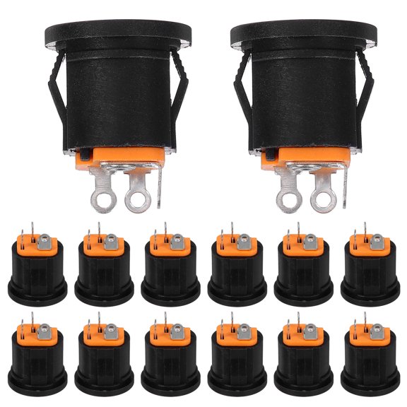 OULII 50Pcs Panel Mount Dc 5521 Power Receptacle with Locking Mechanism Black Electrical Socket