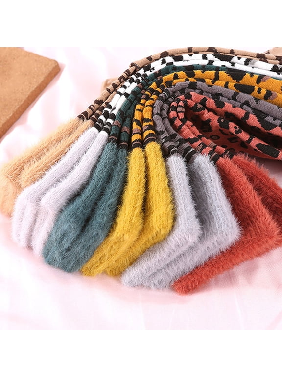 5Pair Casual Leopard Printed Socks Superfine Cotton Comfortable Winter Wear Assorted Color