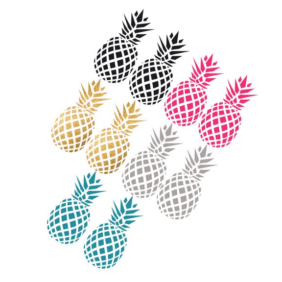 OULII 5Pair PVC Pineapple Wall Decal Assorted Color Suitable for Smooth Wall Decoration