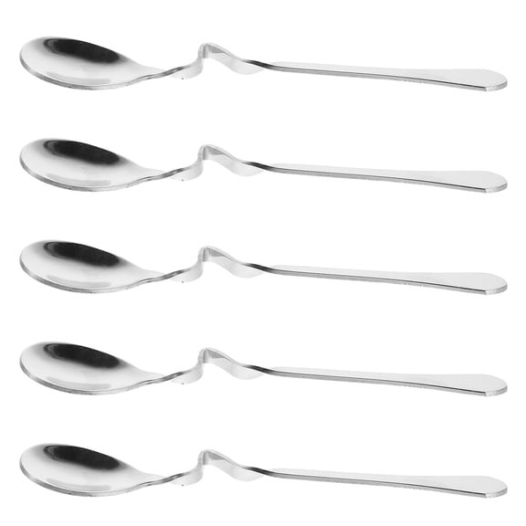 OULII Set of 5 Stainless Steel Bending Coffee Spoons for Daily Coffee and Tea Brewing and Preparation