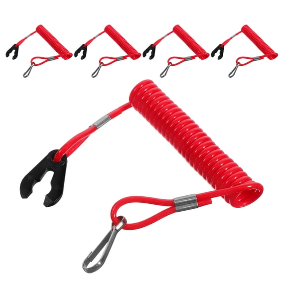 OULII 5Pcs Boat Engine Stop Tether Cord Red Emergency Safety Lanyard for Outboard Motor Protection