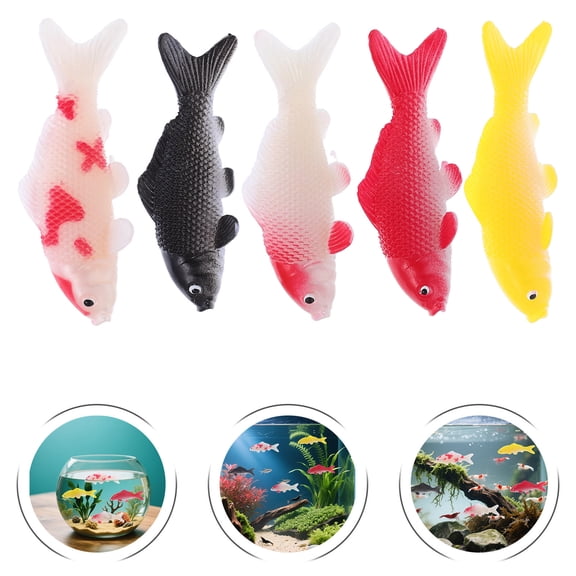 OULII 5Pcs Miniature Plastic Koi Fish Floating Aquarium Decor Realistic Small Fish Models