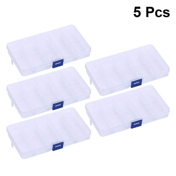 OULII 5-Piece Multi-Compartment White PP Storage Boxes with Hooks for Home and Fishing Use